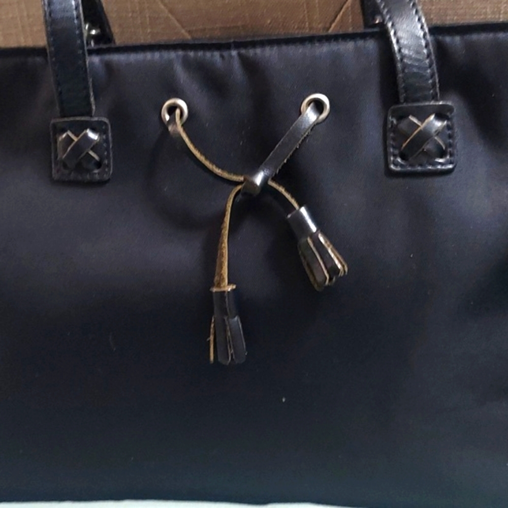 Vintage Ralph Lauren Nylon Black Tassel Small Tote Bag - Picture 7 of 12